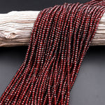 AAA Natural Red Garnet Faceted 3mm 4mm Rondelle Beads Micro Laser Diamond Cut Gemstone 15.5" Strand