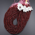 AAA Natural Red Garnet Faceted 3mm 4mm Rondelle Beads Micro Laser Diamond Cut Gemstone 15.5" Strand