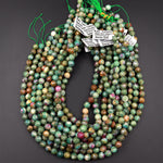 Natural Ruby Fuchsite Faceted Round 6mm 8mm Red Ruby Green Fuchsite Gemstone Fuschite 15.5" Strand