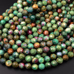 Natural Ruby Fuchsite Faceted Round 6mm 8mm Red Ruby Green Fuchsite Gemstone Fuschite 15.5" Strand