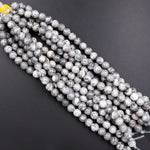 Large Hole Beads 2.5mm Drill Natural Gray Map Jasper 8mm 10mm Round Beads 8" Strand
