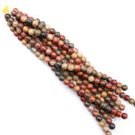Large Hole Beads 2.5mm Drill Natural Red Creek Jasper 8mm 10mm Round Beads Multicolor Picasso Jasper 8" Strand
