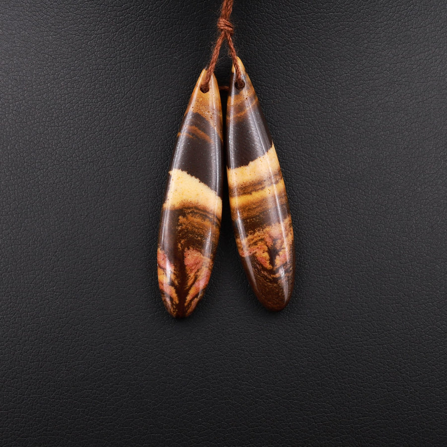 Drilled Australian Outback Jasper Earring Pair Matched Teardrop Gemstone Beads