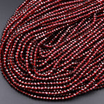 AAA Natural Red Garnet Faceted 3mm 4mm Rondelle Beads Micro Laser Diamond Cut Gemstone 15.5" Strand