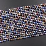 Real Genuine Burma Sapphire Faceted 2mm 3mm 4mm 5mm Round Beads Natural Multicolor Blue Purple Green Pink Yellow Gemstone 15.5" Strand
