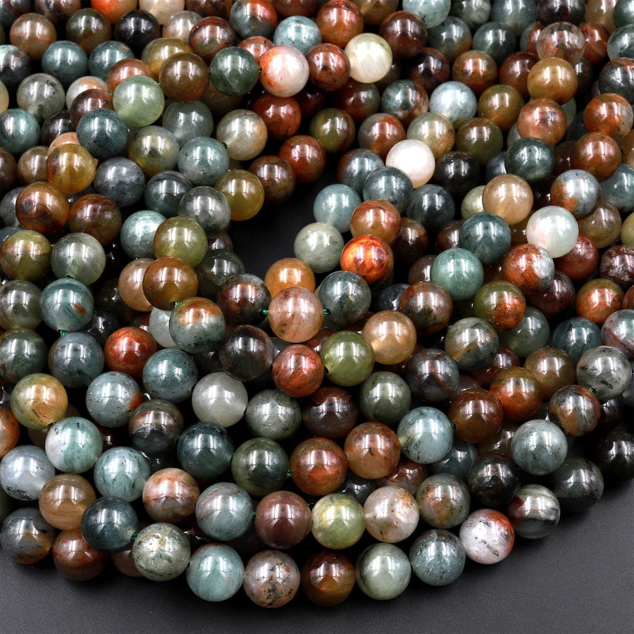 Natural Green Red Phantom Quartz 6mm 8mm 10mm Round Beads Multi Color Quartz Crystal Gemstone 15.5" Strand