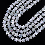 AAA Iridescent Hand Carved Natural White Mother of Pearl Shell Star Beads 6mm 8mm 10mm 12mm 15.5" Strand