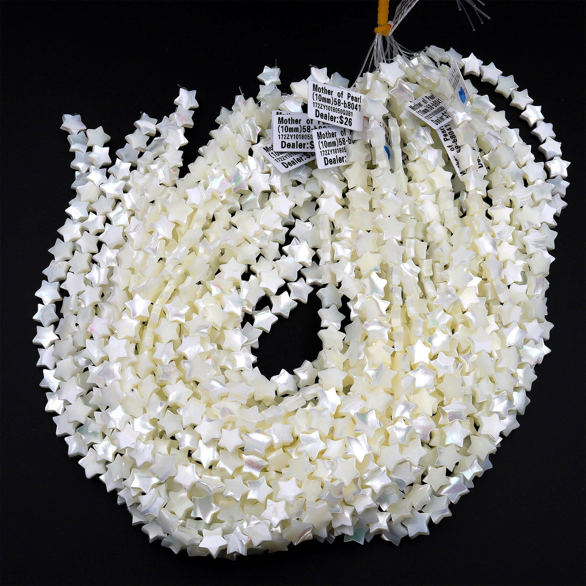 Shell Pearls Star AAA Iridescent Hand Carved Natural White Mother of Pearl Shell Star Be ...