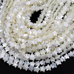 AAA Iridescent Hand Carved Natural White Mother of Pearl Shell Star Beads 6mm 8mm 10mm 12mm 15.5" Strand