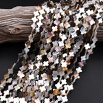 AAA Iridescent 4 Four Leaf Clover Hand Carved Natural Gold Brown Mother of Pearl Beads 6mm 8mm 10mm 12mm 15.5" Strand