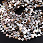 AAA Iridescent 4 Four Leaf Clover Hand Carved Natural Gold Brown Mother of Pearl Beads 6mm 8mm 10mm 12mm 15.5" Strand