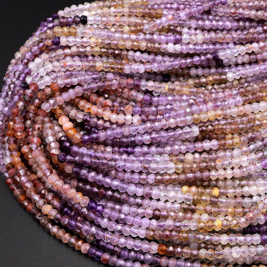 Rare Natural Auralite 23 Cacoxenite Gemstone 3mm 4mm Faceted Rondelle Beads Powerful Healing Gemstone World’s Oldest Crystal 15.5" Strand