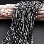 Faceted Natural Black Hematite 2mm 3mm 4mm 6mm 8mm Round Beads 15.5" Strand