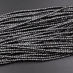 Faceted Natural Black Hematite 2mm 3mm 4mm 6mm 8mm Round Beads 15.5" Strand