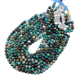 Natural Chrysocolla Azurite Beads 5mm 6mm 7mm 8mm Round Real Natural Blue Green Chrysocolla Gemstone From Arizona 15.5" Strand