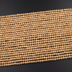 Rare Faceted Natural Golden Apatite 4mm Round Beads 15.5" Strand