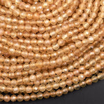 Rare Faceted Natural Golden Apatite 4mm Round Beads 15.5" Strand