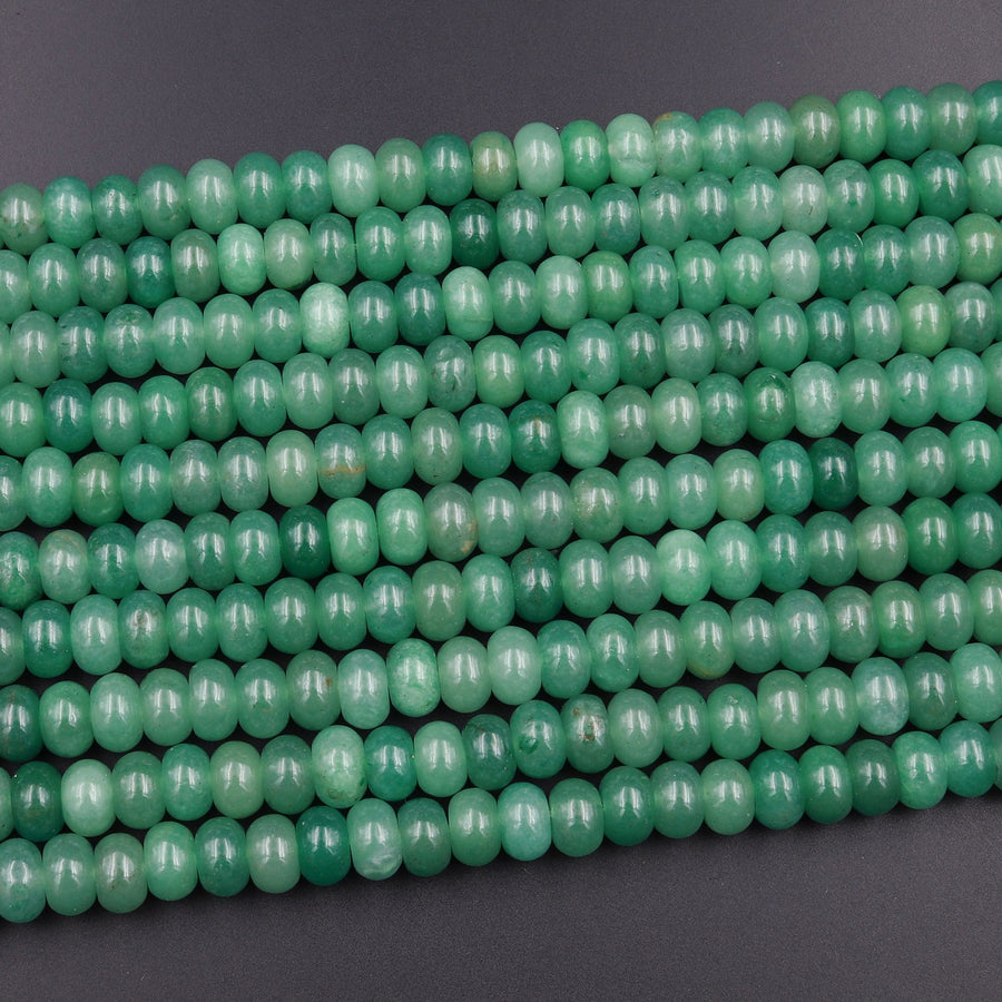 Natural Green Aventurine 6mm 8mm Rondelle Beads 15.5" Strand
