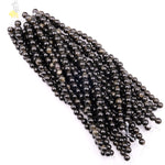 Large Hole Beads 2.5mm Drill Natural Golden Obsidian 8mm 10mm Round Beads 8" Strand