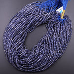AAA Natural Blue Iolite Faceted 2mm 3mm 4mm Round Beads Genuine Real Multicolor Iolite Gemstone Beads 15.5" Strand