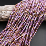 Natural Phosphosiderite Faceted 3mm 4mm 6mm Rondelle Beads Micro Faceted Gemstone Genuine Lilac Purple Brown Stone 15.5" Strand