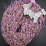 Natural Phosphosiderite Faceted 3mm 4mm 6mm Rondelle Beads Micro Faceted Gemstone Genuine Lilac Purple Brown Stone 15.5" Strand
