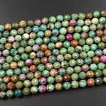 Natural Ruby Fuchsite Faceted Round 6mm 8mm Red Ruby Green Fuchsite Gemstone Fuschite 15.5" Strand