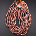 AAA Natural Silvery Peach Chocolate Moonstone 6mm 8mm 10mm Round Beads 15.5" Strand