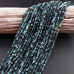 Natural Paraiba Blue Tourmaline Faceted 2mm 3mm 4mm Round Beads Indicolite Gemstone 15.5" Strand