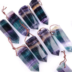 Natural Rainbow Fluorite Point Pendant Gemstone Tower Pendulum