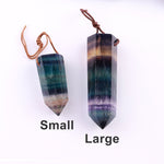 Natural Rainbow Fluorite Point Pendant Gemstone Tower Pendulum