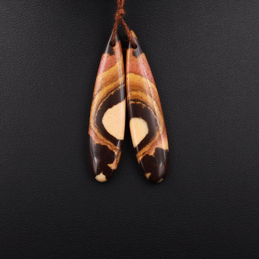 Drilled Australian Outback Jasper Earring Pair Matched Teardrop Gemstone Beads