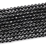 AAA Genuine Natural Black Spinel Faceted 6mm 8mm 10mm Round Beads Gemstone 15.5" Strand