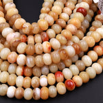 Sun Kissed Natural Creamy Golden Yellow Opal Smooth Rondelle Beads 6mm 8mm 10mm 15.5" Strand
