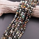 Faceted Natural Chrysocolla Round Beads 6mm 8mm 15.5" Strand