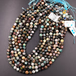 Faceted Natural Chrysocolla Round Beads 6mm 8mm 15.5" Strand