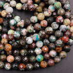 Faceted Natural Chrysocolla Round Beads 6mm 8mm 15.5" Strand