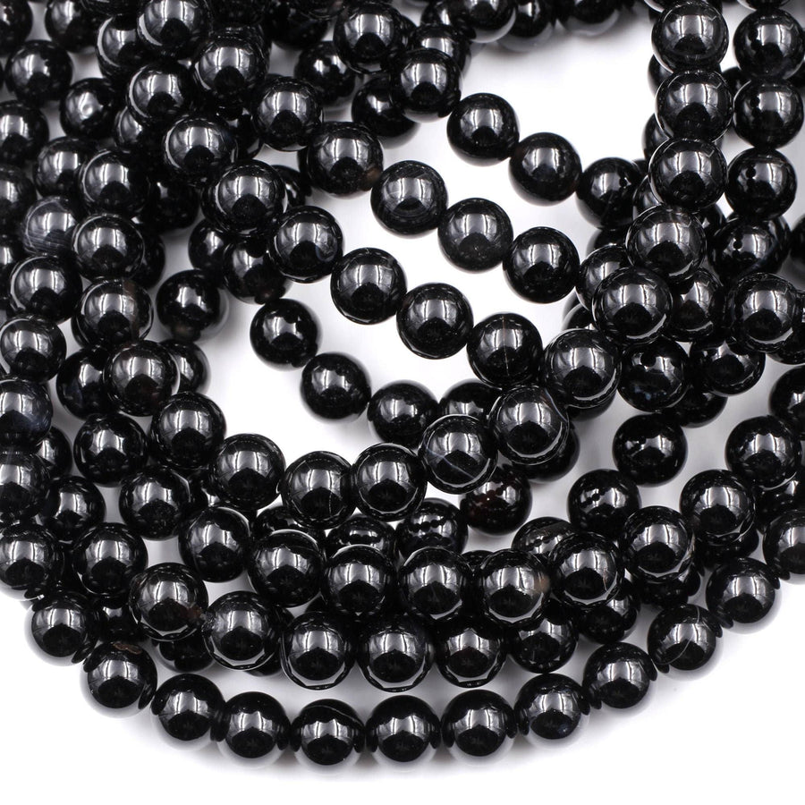 AAA Grade Natural Black Onyx Round Beads 2mm 3mm 4mm 6mm 8mm 10mm 12mm 14mm High Quality Natural Black Gemstones 15.5" Strand