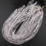 Faceted Black Hematite Phantom Quartz 6mm 8mm Rondelle Beads Rare Black Quartz Crystal Powerful Energy Stone 15.5" Strand