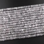 Faceted Black Hematite Phantom Quartz 6mm 8mm Rondelle Beads Rare Black Quartz Crystal Powerful Energy Stone 15.5" Strand