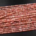 Faceted Natural Sunstone Rondelle Beads 4mm 6mm 15.5" Strand