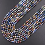 Real Genuine Burma Sapphire Faceted 2mm 3mm 4mm 5mm Round Beads Natural Multicolor Blue Purple Green Pink Yellow Gemstone 15.5" Strand