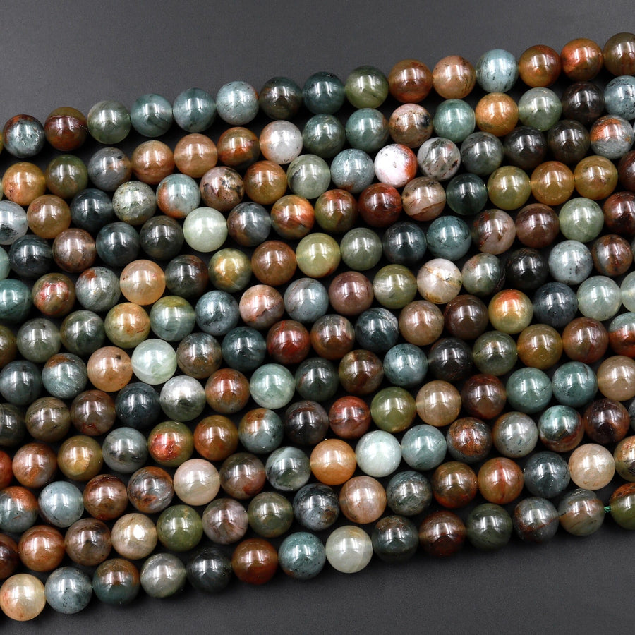 Natural Green Red Phantom Quartz 6mm 8mm 10mm Round Beads Multi Color Quartz Crystal Gemstone 15.5" Strand