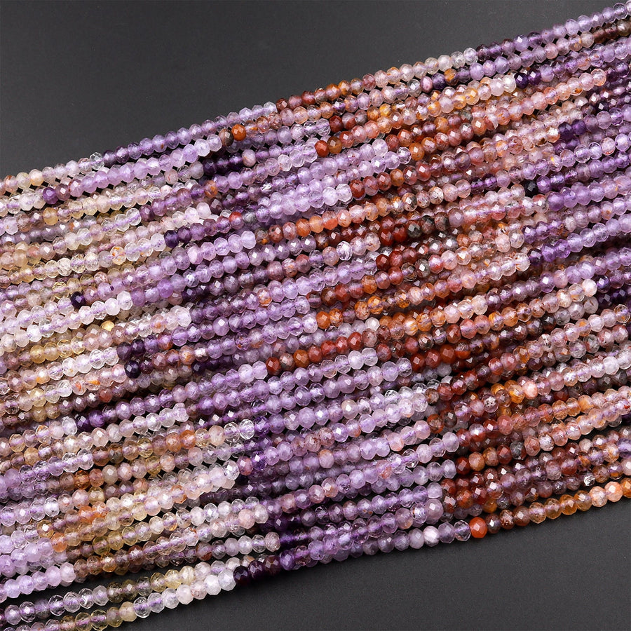 Rare Natural Auralite 23 Cacoxenite Gemstone 3mm 4mm Faceted Rondelle Beads Powerful Healing Gemstone World’s Oldest Crystal 15.5" Strand