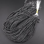 Faceted Natural Black Hematite 2mm 3mm 4mm 6mm 8mm Round Beads 15.5" Strand