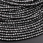 Faceted Natural Black Hematite 2mm 3mm 4mm 6mm 8mm Round Beads 15.5" Strand
