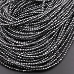 Faceted Natural Black Hematite 2mm 3mm 4mm 6mm 8mm Round Beads 15.5" Strand