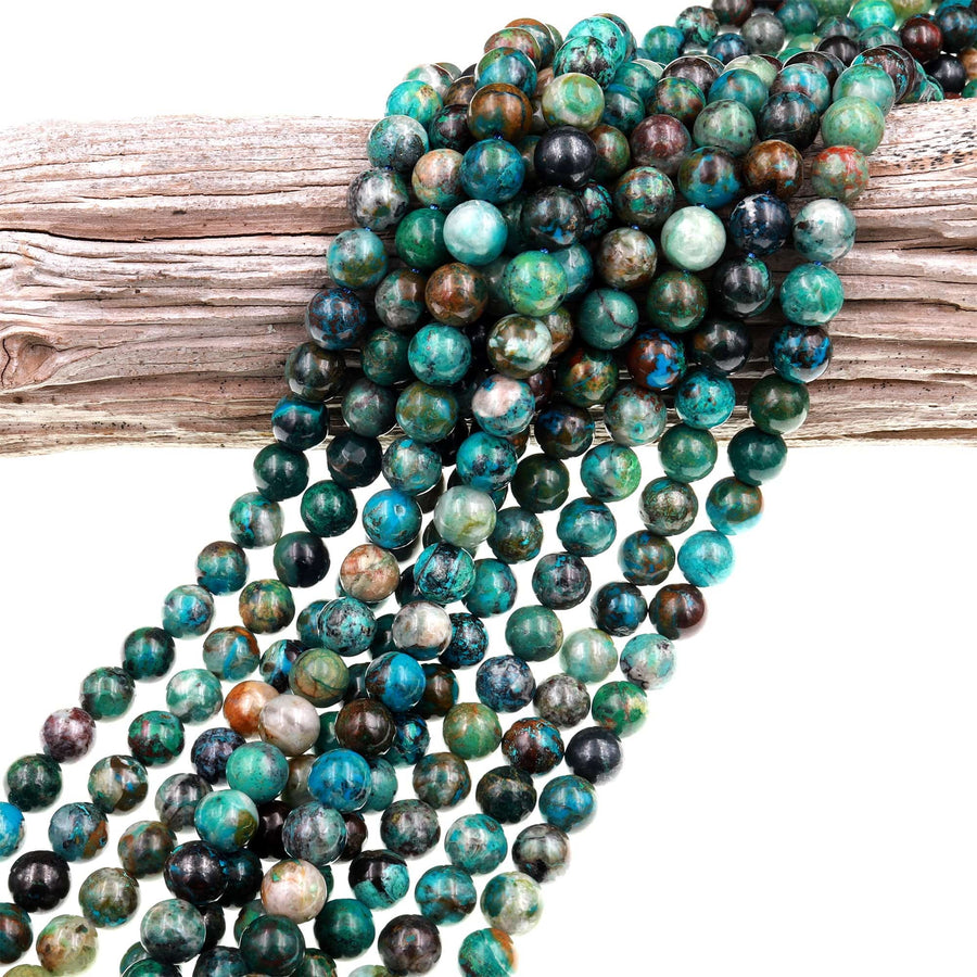 Natural Chrysocolla Azurite Beads 5mm 6mm 7mm 8mm Round Real Natural Blue Green Chrysocolla Gemstone From Arizona 15.5" Strand