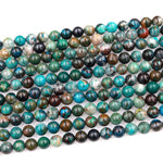 Natural Chrysocolla Azurite Beads 5mm 6mm 7mm 8mm Round Real Natural Blue Green Chrysocolla Gemstone From Arizona 15.5" Strand