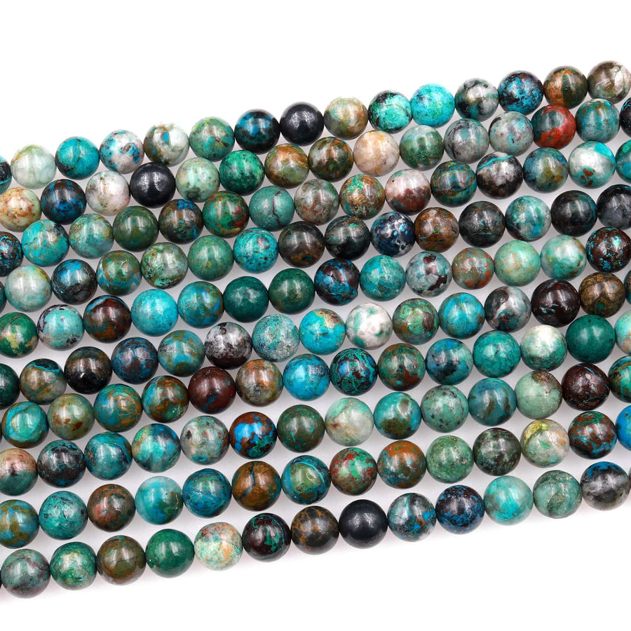 Natural Chrysocolla Azurite Beads 5mm 6mm 7mm 8mm Round Real Natural Blue Green Chrysocolla Gemstone From Arizona 15.5" Strand